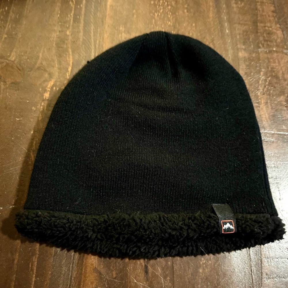 Dark Chocolate Knit Beanie with Fleece Lining